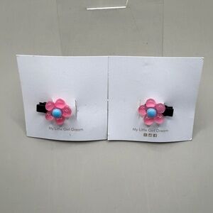 Pink and Blue Flower Hair Clips